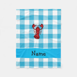 Personalisierter Hummer-Gingham-Muster Fleecedecke