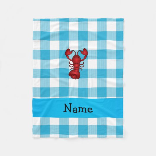 Personalisierter Hummer-Gingham-Muster Fleecedecke (Vorderseite)