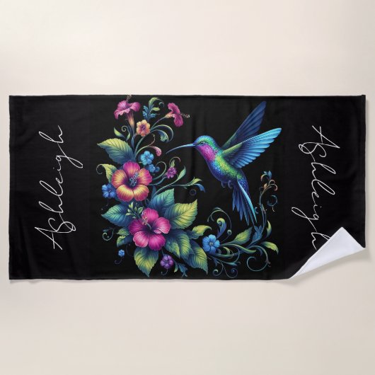Personalisierter Hummingvogel Strandtuch (Vorderseite)