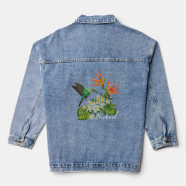 Personalisierter Hummingvogel und Blume Jeansjacke