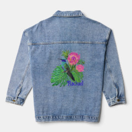 Personalisierter Hummingvogel und Blume Jeansjacke
