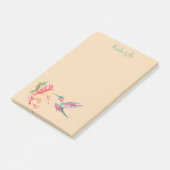 Personalisierter Hummingvogel und Blume Post it No Post-it Klebezettel (angewinkelt)