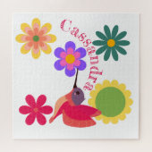 Personalisierter Hummingvogel und Blume Puzzle (Horizontal)