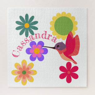 Personalisierter Hummingvogel und Blume Puzzle