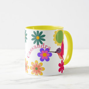 Personalisierter Hummingvogel und Blume Tasse