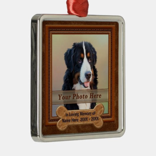 Personalisierter Hund Erinnerungsgeschenke IHR Silbernes Ornament (Rechts)