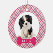 Personalisierter Hund Festlicher Karierter Urlaub  Keramik Ornament (Links)