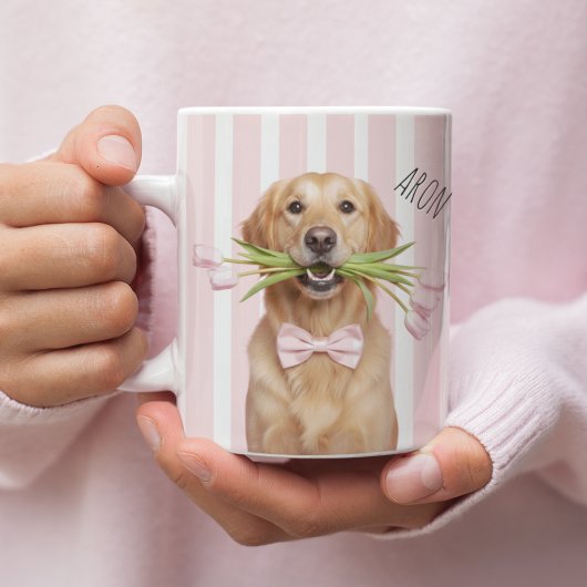 Personalisierter Hund-Foto-Becher mit Blumen Kaffeetasse
