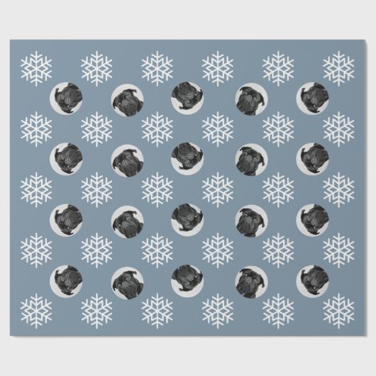 Personalisierter Hund Foto Custom Snowflake Weihna Geschenkpapier (Flach)