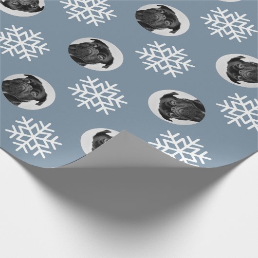 Personalisierter Hund Foto Custom Snowflake Weihna Geschenkpapier (Ecke)