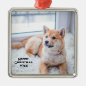 Personalisierter Hund Foto Metallschmuck Weihnacht Ornament Aus Metall (Vorne)