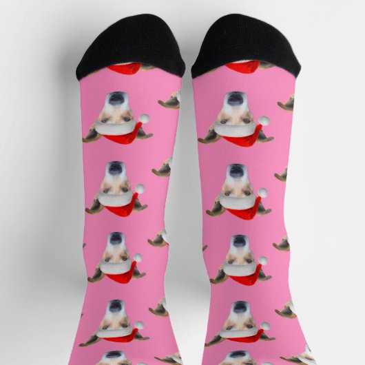 Personalisierter Hund Foto Pet Pink Socken (Oben)