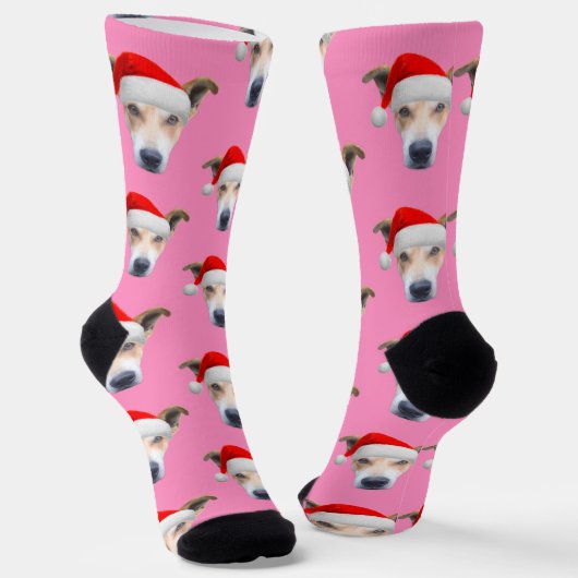 Personalisierter Hund Foto Pet Pink Socken (Gewinkelt)