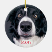 Personalisierter Hund Foto Weihnachtsbaum Keramik Ornament (Hinten)
