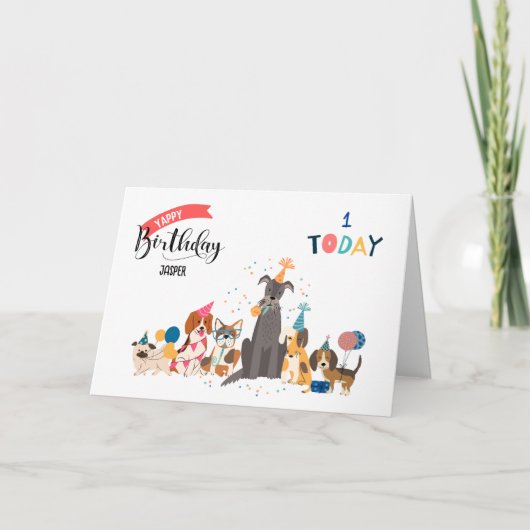 Personalisierter Hund Geburtskarte Karte (Vorderseite)