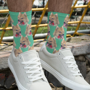 Personalisierter Hund gegenüber Foto Minze grün Ni Socken