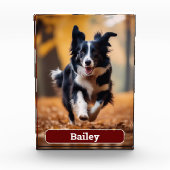 Personalisierter Hund Geschenk Pet Lover Dark Red Fotoblock (Vorderseite)