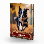 Personalisierter Hund Geschenk Pet Lover Dark Red Fotoblock (Rechts)