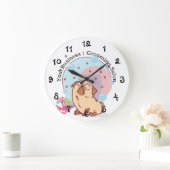 Personalisierter Hund Grooming Salon Mops und Blas Große Wanduhr (Zuhause)