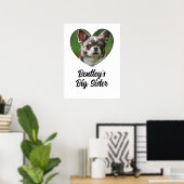 Personalisierter Hund Großschwester Foto & Text Poster (Heimbüro)