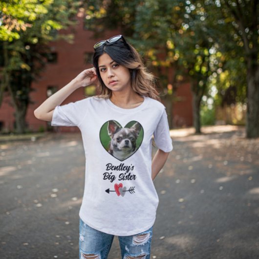 Personalisierter Hund Großschwester Foto & Text T-Shirt