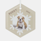 Personalisierter Hund Hausname Foto Schneeflocken Ornament Aus Glas (Vorderseite)