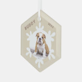 Personalisierter Hund Hausname Foto Schneeflocken Ornament Aus Glas (Vorderseite Links)