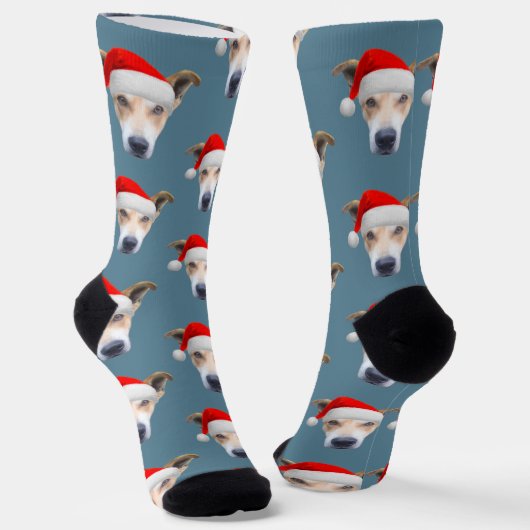 Personalisierter Hund Haustier Foto Weihnachten Socken (Gewinkelt)