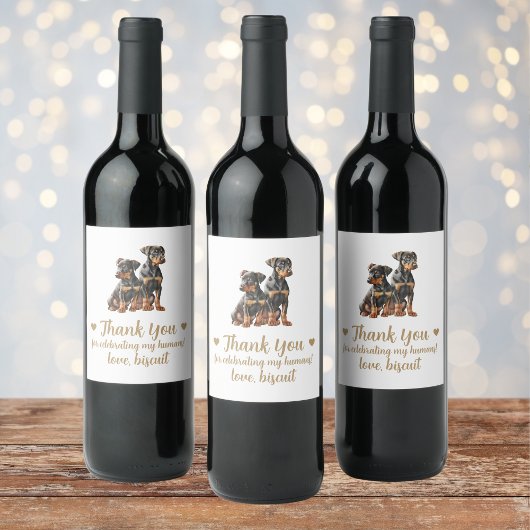 Personalisierter Hund-Hochzeitwein Weinetikett