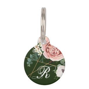 Personalisierter Hund-ID Tag Geometric Garden Rose Haustiermarke