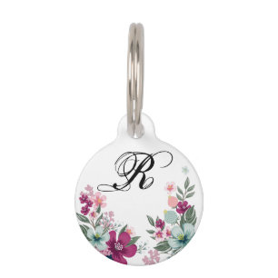 Personalisierter Hund-ID-Tag Tropische Blume auf W Haustiermarke