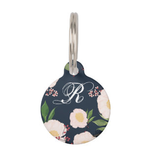 Personalisierter Hund-ID Tag Weiße Blume am Tier Haustiermarke