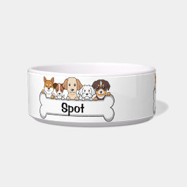 Personalisierter Hund/Katze mit Knochen Napf