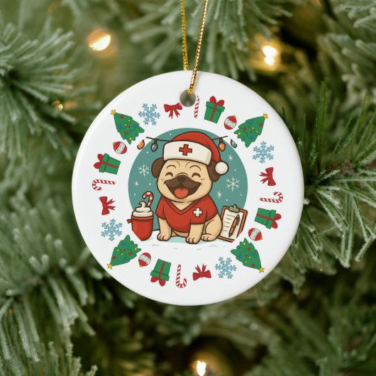 Personalisierter Hund Krankenpflege Weihnachten Ni Keramik Ornament (Baum)