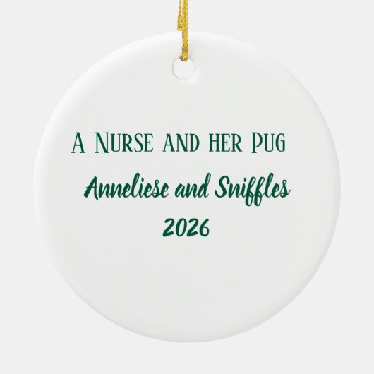 Personalisierter Hund Krankenpflege Weihnachten Ni Keramik Ornament (Hinten)