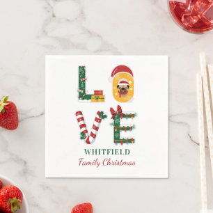 Personalisierter Hund LIEBE Familie Weihnachten Ur Serviette