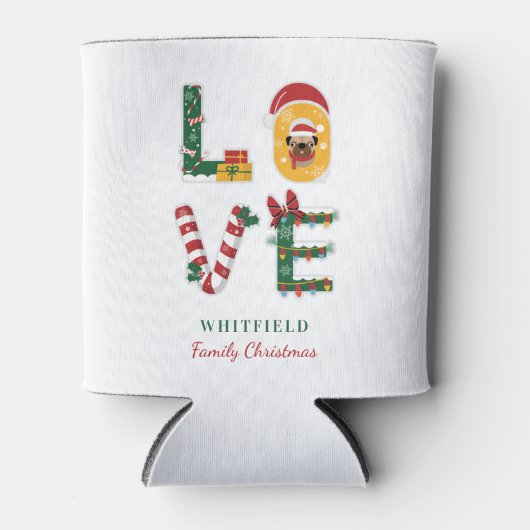 Personalisierter Hund LIEBE Weihnachtsfeiertag Dosenkühler (Vorderseite)