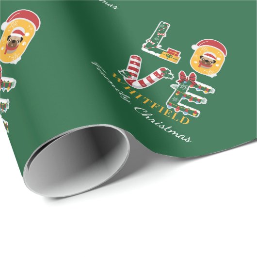 Personalisierter Hund LIEBE Weihnachtsmatte Geschenkpapier (Rolleneckpunkt)