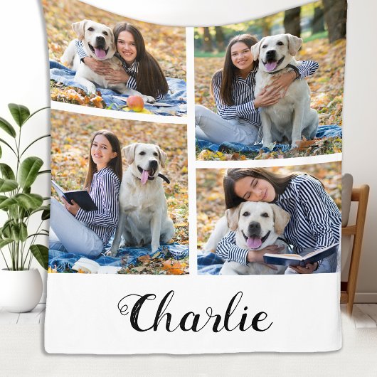 Personalisierter Hund Lover FotoCollage Fleecedecke