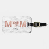 Personalisierter Hund Mama Rose Gold Paw Prints He Gepäckanhänger (Vorderseite horizontal)