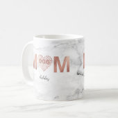 Personalisierter Hund Mama Rose Gold Paw Prints He Kaffeetasse (Vorderseite Links)
