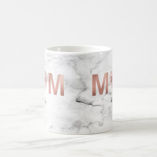 Personalisierter Hund Mama Rose Gold Paw Prints He Kaffeetasse (Mittel)