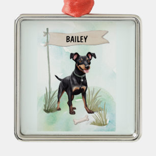 Personalisierter Hund Manchester Terrier Aquarell Ornament Aus Metall