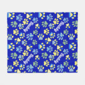 Personalisierter Hund mit blauen Paws Fleecedecke (Vorderseite (Horizontal))