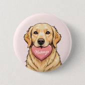 Personalisierter Hund mit Herz Frohen Valentinstag Button (Vorderseite)