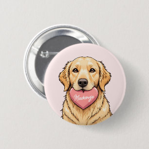 Personalisierter Hund mit Herz Frohen Valentinstag Button