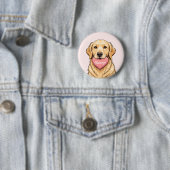 Personalisierter Hund mit Herz Frohen Valentinstag Button (Beispiel)