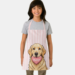 Personalisierter Hund mit rosa Herz Schürze
