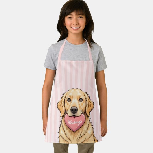 Personalisierter Hund mit rosa Herz Schürze (Insitu)