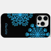 Personalisierter Hund Paw Snowflake Blue & Black Case-Mate iPhone Hülle (Rückseite (Horizontal))